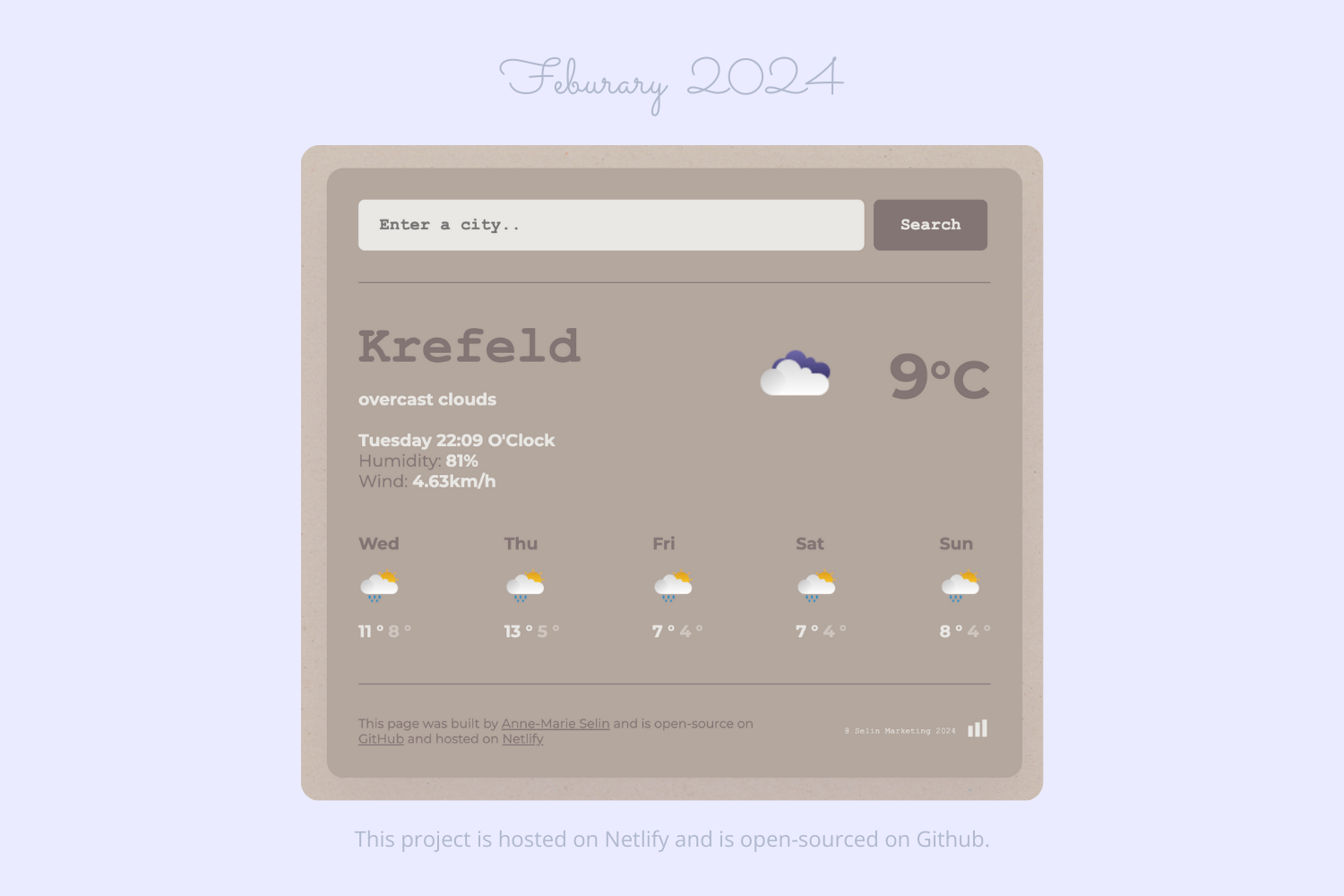 Anne Selin Weather App Image